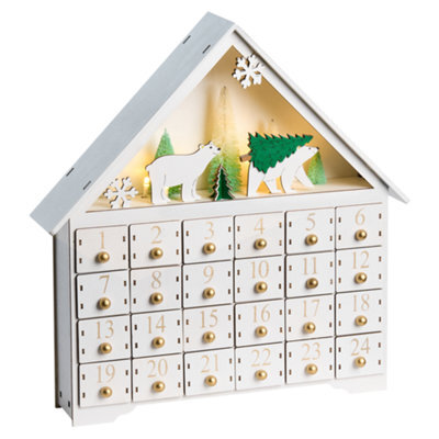 Beliani Christmas Decoration Led Mjosa Advent Calendar 33 Cm White - image 1