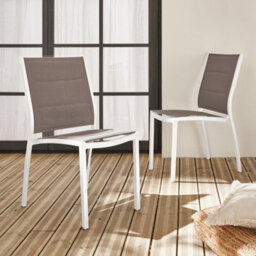 Sweeek - Pair Of Stackable Aluminium Garden Chairs Chicago White 47X57X89.5 Cm - thumbnail 6