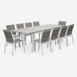 Sweeek - Pair Of Stackable Aluminium Garden Chairs Chicago White 47X57X89.5 Cm - thumbnail 3
