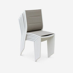 Sweeek - Pair Of Stackable Aluminium Garden Chairs Chicago White 47X57X89.5 Cm - thumbnail 2