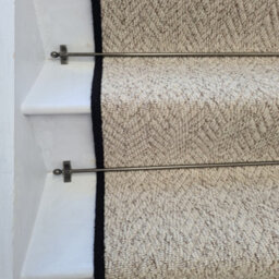 RainbowHome Herringbone Berber Beige Stain Free Stair Runner With 100% Pure Wool Edge 60 650 - thumbnail 2