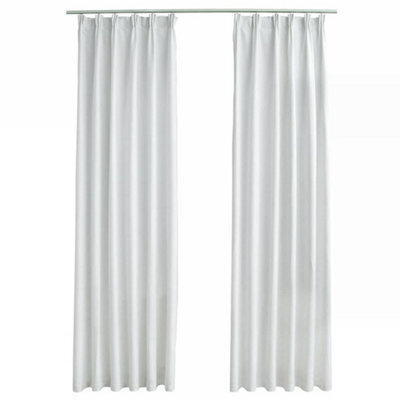 Berkfield Elegant Blackout Curtains With Hooks 2 Pcs Off White 140X225 Cm