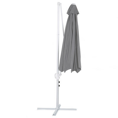 Wyld And Coco Garden Sun Parasol 295 Cm Octagonal Dark Grey Canopy White Pole Swivel Weatherproof - image 1