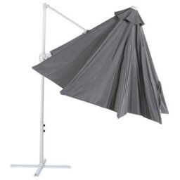 Wyld And Coco Garden Sun Parasol 295 Cm Octagonal Dark Grey Canopy White Pole Swivel Weatherproof - thumbnail 6