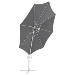 Wyld And Coco Garden Sun Parasol 295 Cm Octagonal Dark Grey Canopy White Pole Swivel Weatherproof - thumbnail 5