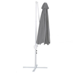 Wyld And Coco Garden Sun Parasol 295 Cm Octagonal Dark Grey Canopy White Pole Swivel Weatherproof - thumbnail 1