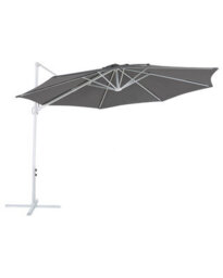 Wyld And Coco Garden Sun Parasol 295 Cm Octagonal Dark Grey Canopy White Pole Swivel Weatherproof - thumbnail 3