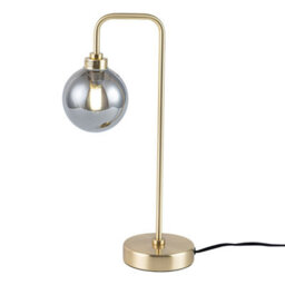First Choice Lighting Toner Satin Brass With Smoked Glass Globe Table Lamp - thumbnail 2