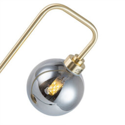 First Choice Lighting Toner Satin Brass With Smoked Glass Globe Table Lamp - thumbnail 3