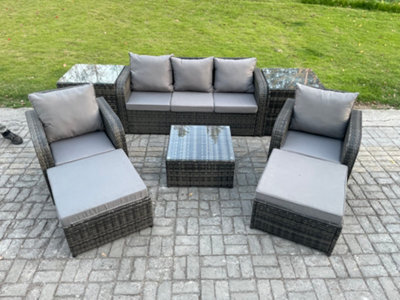 Fimous Patio Garden Furniture Sets Wicker 7 Seater Outdoor Rattan Furniture Sofa Sets With Square Coffee Table 2 Side Tables - image 1