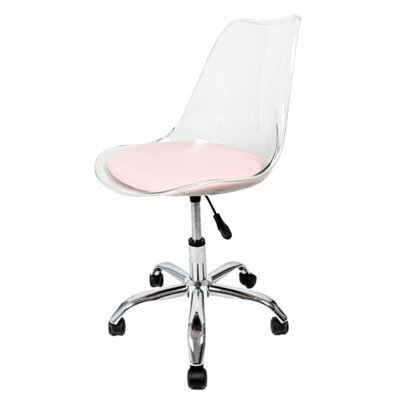 Fusion Living Soho Clear Plastic Dining Chair With Swivel Base Dusty Pink - image 1