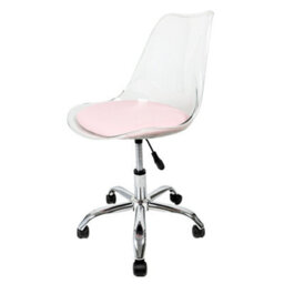 Fusion Living Soho Clear Plastic Dining Chair With Swivel Base Dusty Pink
