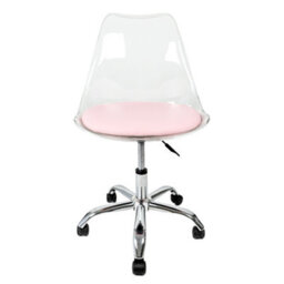 Fusion Living Soho Clear Plastic Dining Chair With Swivel Base Dusty Pink - thumbnail 2