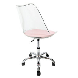 Fusion Living Soho Clear Plastic Dining Chair With Swivel Base Dusty Pink - thumbnail 3