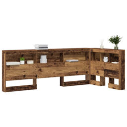 Berkfield Storage Headboard With Shelf Old Wood 90 Cm Engineered Wood - thumbnail 3