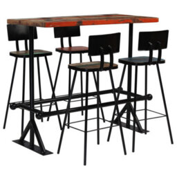 Walplus Bar Set 5 Piece Solid Reclaimed Wood Multicolour - thumbnail 1