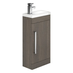 Plum&clay Novela Dark Wood Floorstanding Cloakroom Vanity Unit With Basin (W)400mm