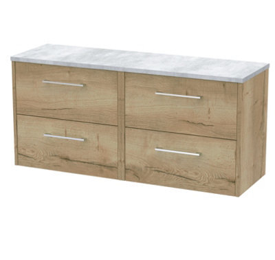 Balterley Winshill Contemporary 4 Drawer Wall Hung Vanity Unit With Laminate Worktop, Light Oak, 1200mm - image 1