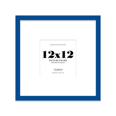"12X12"" Blue Picture Frame - 12X12"" Square Frame With 9X9"" Mount For 12X12""/9X9"" Pictures Art Deco Style Room Decor, 1 Pack" - image 1