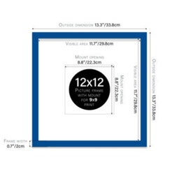 "12X12"" Blue Picture Frame - 12X12"" Square Frame With 9X9"" Mount For 12X12""/9X9"" Pictures Art Deco Style Room Decor, 1 Pack" - thumbnail 2