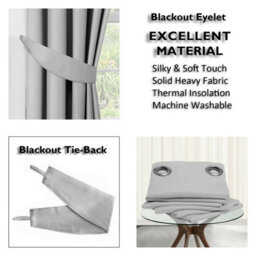 Light Grey Eyelet Curtains Pair Luxury Insulated Heavy Thermal Ring Top Ready Made Window Curtain Panel Free Tieback 66 X 72 - thumbnail 5