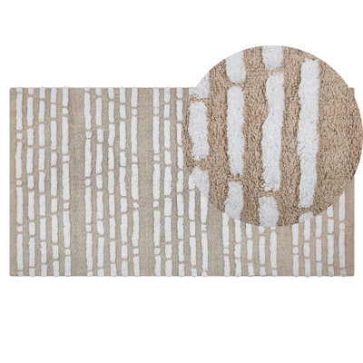 Beliani Rug Ahirli Beige 120 X 180 Cm Cotton - image 1