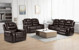 Recliner Manual Chair In Brown Faux Leather - thumbnail 5
