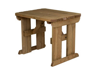 Arbor Garden Solutions Wooden Garden Table, Hollies Rounded Outdoor Pinic Dining Desk (4Ft, Rustic Brown Finish) - image 1