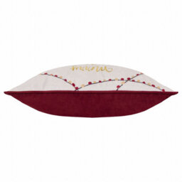 furn. Furn Joy To All Embroidered Velvet Feather Filled Cushion, Snow/berry, 30 X 50Cm - thumbnail 3