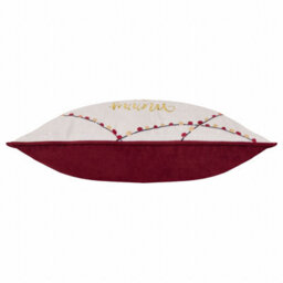 furn. Furn Joy To All Embroidered Velvet Feather Filled Cushion, Snow/berry, 30 X 50Cm - thumbnail 4