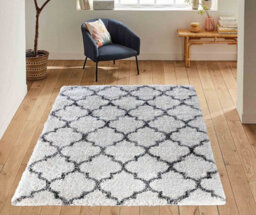 Moroccan Berber Shaggy Rugs Living Room Trellis Dark Cream 80X150 Cm - thumbnail 2