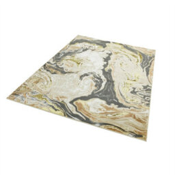 Gold Modern Easy To Clean Abstract Rug For Dining Room Bedroom And Living Room-80Cm X 150Cm - thumbnail 2