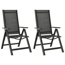 Folding Garden Chairs 2 Pcs Textilene And Aluminium Black - thumbnail 1