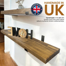Mkgt Handcrafted Rustic Wooden Floating Shelf, Solid Wood Made In Uk Wall Mounted (Tudor Oak, 70Cm) - thumbnail 2