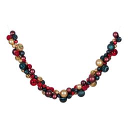 1800mm Home For Christmas Bauble Christmas Garland - Red, Green & Gold - thumbnail 3