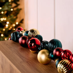 1800mm Home For Christmas Bauble Christmas Garland - Red, Green & Gold - thumbnail 1