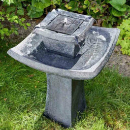 2 Tier Cascade Pagoda Water Fountain - Solar Powered Freestanding Stone Bird Bath Water Feature - thumbnail 3