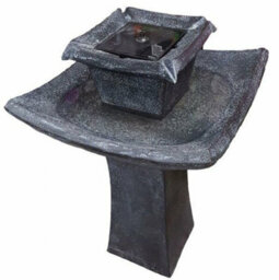 2 Tier Cascade Pagoda Water Fountain - Solar Powered Freestanding Stone Bird Bath Water Feature - thumbnail 4