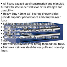 Lockable Blue 2 Drawer Tool Chest Storage Unit - Durable & Secure - thumbnail 2