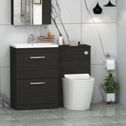 Royal Bathrooms Turin 1100mm Hale Black 2-Drawers Mid-Edge Basin With Cesar Back To Wall Toilet Pack - thumbnail 1