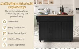 Btm Kitchen Island On Wheels With Drop Leaf Adjustable Shelves Storage Cabinet And Drawers Serving Trolley - thumbnail 8
