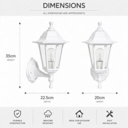 Shopnbits Outdoor Wall Lantern Light  Waterproof Traditional Garden Patio Wall Light White - thumbnail 2