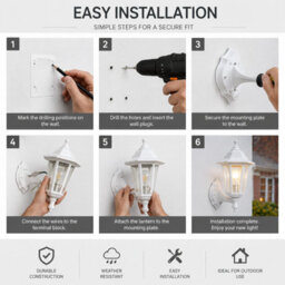 Shopnbits Outdoor Wall Lantern Light  Waterproof Traditional Garden Patio Wall Light White - thumbnail 5