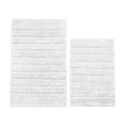 Allure Bath Fashions Marlow Ribbed Two Piece Bath Mat Set - White