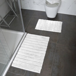 Allure Bath Fashions Marlow Ribbed Two Piece Bath Mat Set - White - thumbnail 2