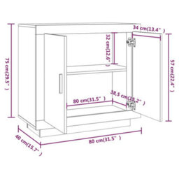 Vidaxl Sideboard Concrete Grey 80X40X75 Cm Engineered Wood - thumbnail 3