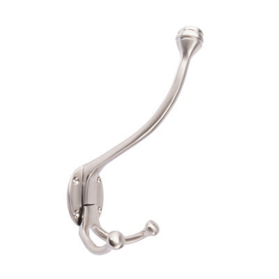Dart Hat & Coat Hook With Double Hook - 170mm X 120mm - Satin Nickel