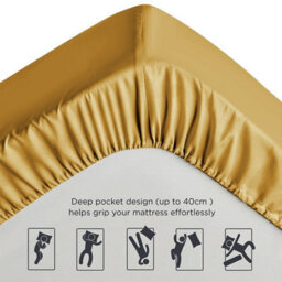 Ameha Ochre Fitted Sheet Anti Allergic Extra Deep 25 Cm Bedsheet Double Microfiber Hypoallergenic Durable Bedsheet(137X190Cm) - thumbnail 8