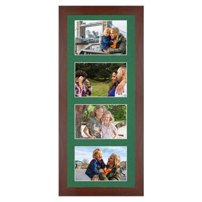 AK Frames 50X20Cm Rose Wood Modern Multi Photo Frame With Emerald Mount - Holds 4 Apertures (4X) 6X4 Photos - image 1