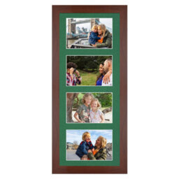 AK Frames 50X20Cm Rose Wood Modern Multi Photo Frame With Emerald Mount - Holds 4 Apertures (4X) 6X4 Photos - thumbnail 1
